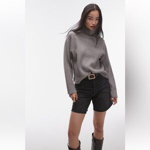 Topshop Funnel Neck Ribbed Knit Sweater